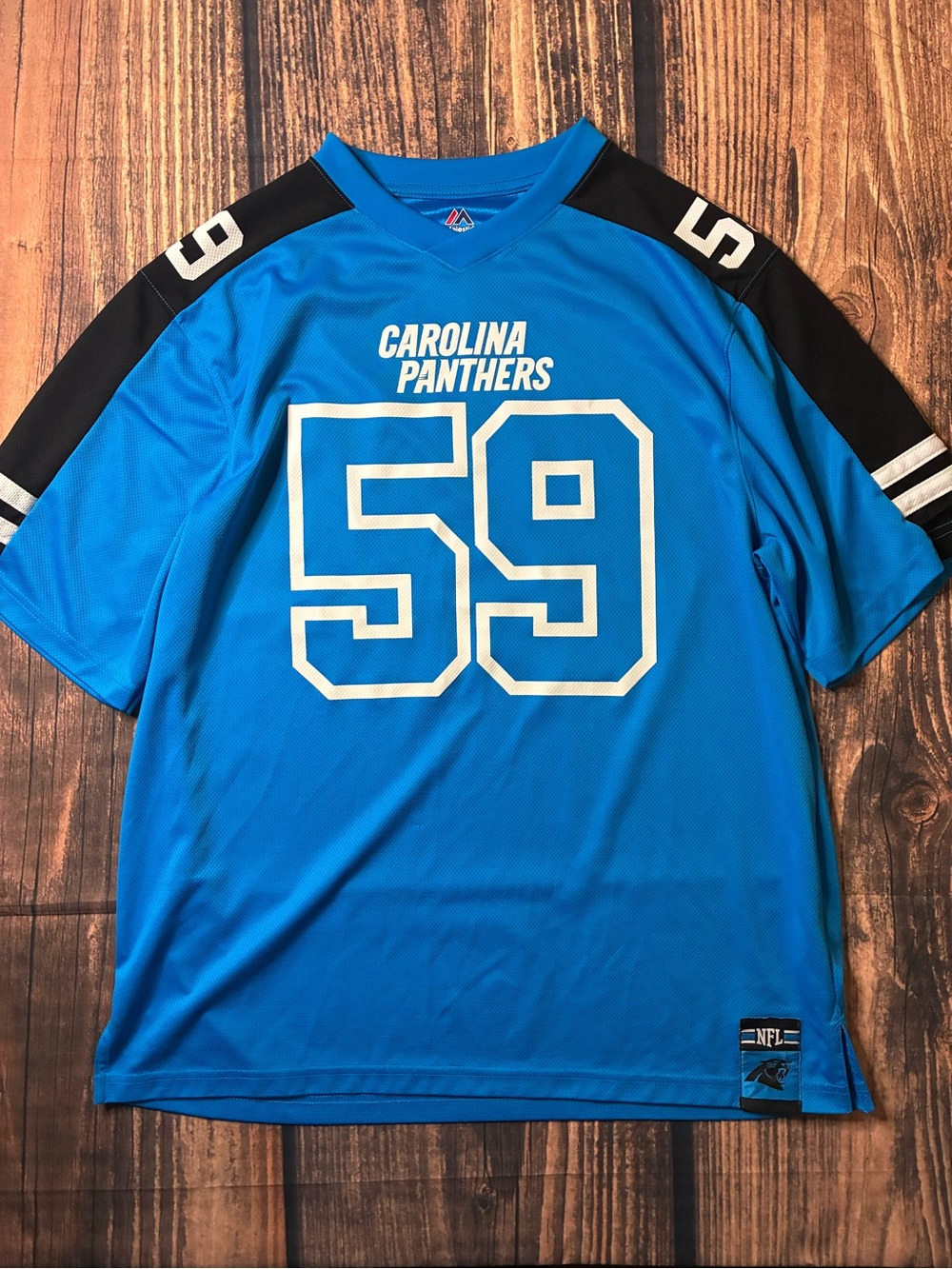 Majestic Carolina Panthers #59 Blue Football Jersey
